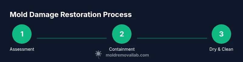 Infographic showing three-step mold damage restoration process
