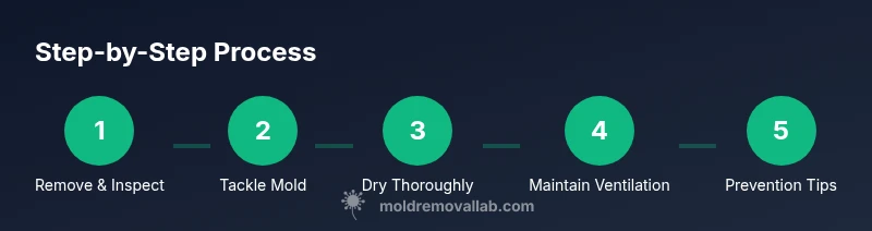 Process diagram showing steps to remove shower curtain mold