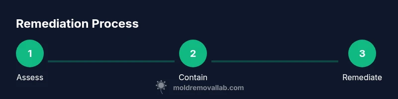 Process diagram showing assessment, containment, remediation steps for window mold