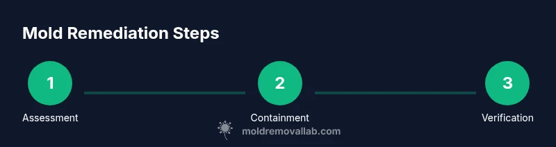 Tailwind CSS infographic showing a 3-step mold remediation process