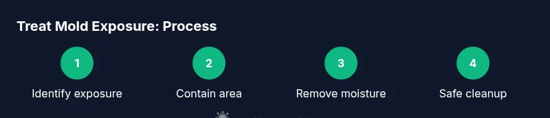 Process infographic showing steps to treat mold exposure