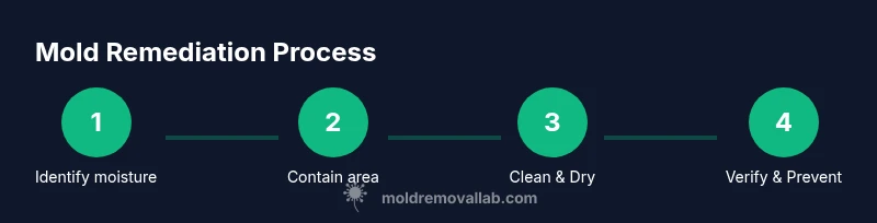 Process infographic showing steps for mold remediation