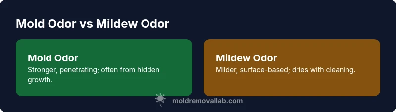 Infographic comparing mold odor vs mildew odor