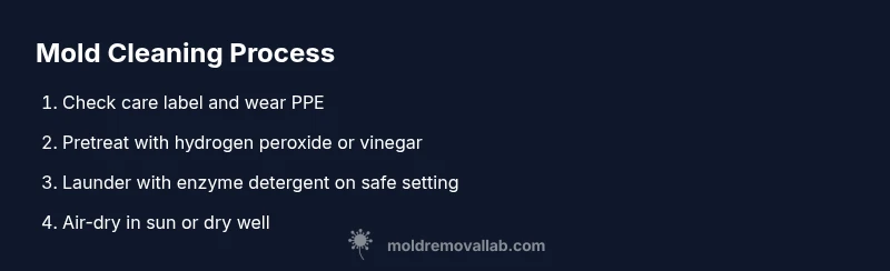 Infographic showing steps to clean mold off clothes