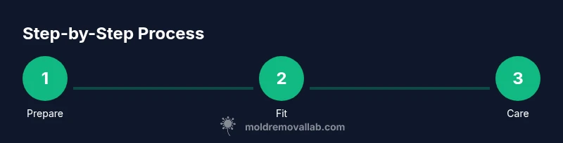 Infographic showing steps to use moldable dentures