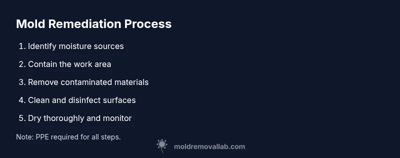 Infographic showing mold remediation steps in a home