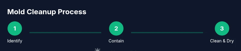 Process diagram of mold cleanup steps in a home