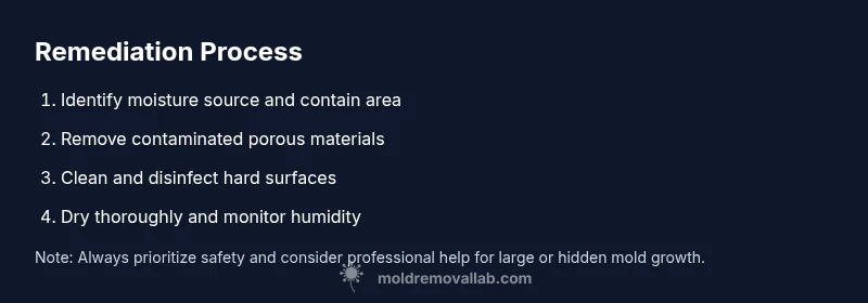 Infographic showing steps for toxic black mold remediation