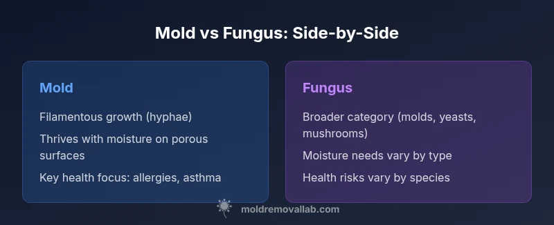 Infographic comparing mold and fungi indoors