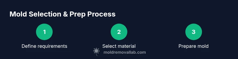 Infographic showing steps to choose and prepare a mold for aluminium casting