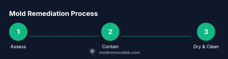 Infographic showing a three-step mold remediation process