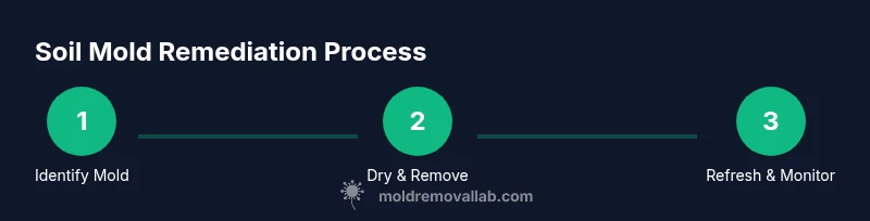 Infographic showing a 3-step soil mold remediation process