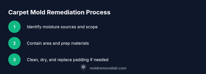 Process diagram showing carpet mold remediation steps