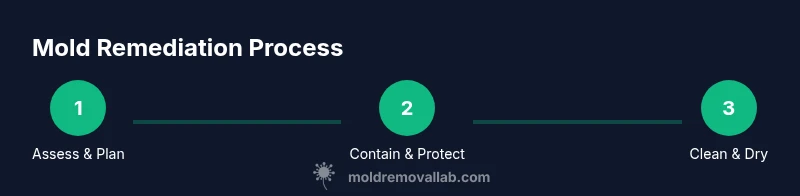 Process diagram showing mold remediation steps